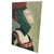 Green 1970s Portrait of a Woman From the Medieval Age by Olga Prell Abstract Painting on Board. For Sale - Image 8 of 11