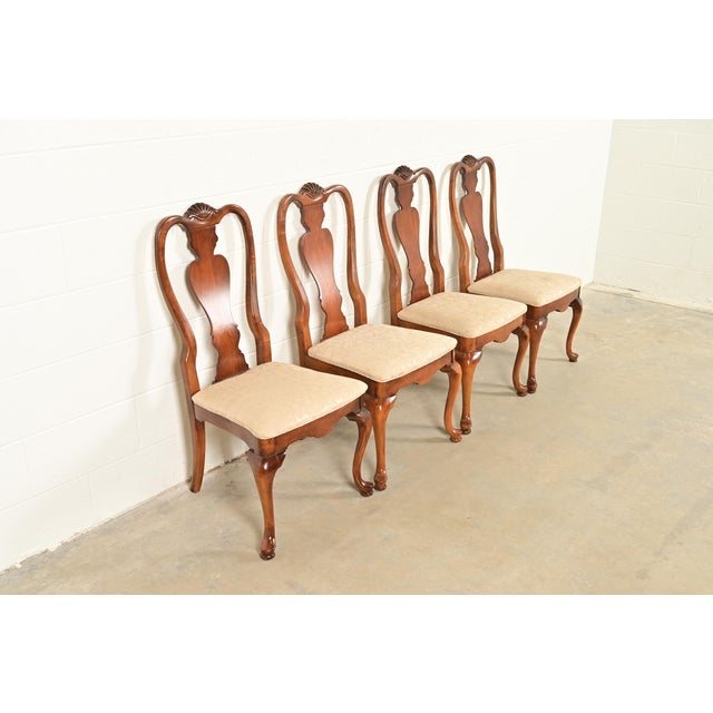 Queen Anne Solid Mahogany Dining Chairs by Stanley, Set of Four For Sale - Image 13 of 13