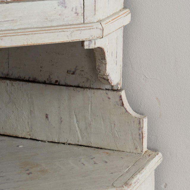 Wood 19th Century Swedish White Painted Pine Corner Cabinet For Sale - Image 7 of 9