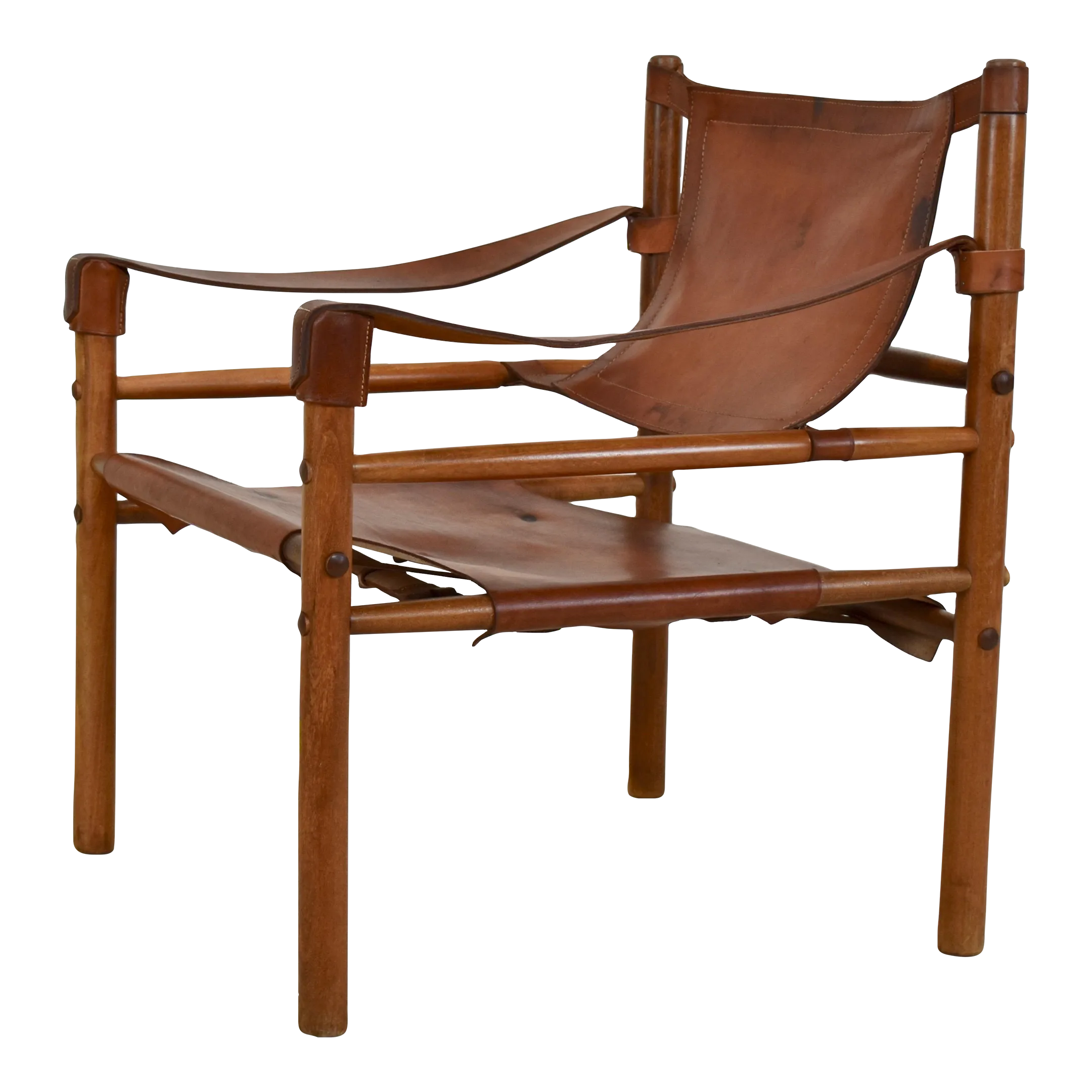 1960s Argentinian Leather Safari Lounge Chair by Abel Gonzales