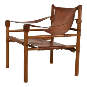 1960s Argentinian Leather Safari Lounge Chair by Abel Gonzales