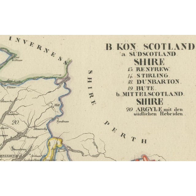 Antique Map of Scotland with Counties Renfrew, 1830 For Sale - Image 3 of 7