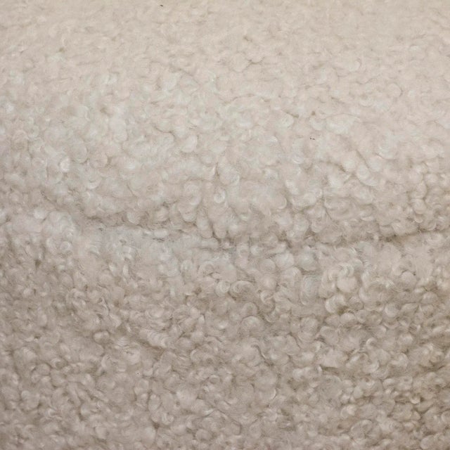 Limited Edition Custom Modern Pouf in White Faux Shearling/Boucle For Sale In New York - Image 6 of 8