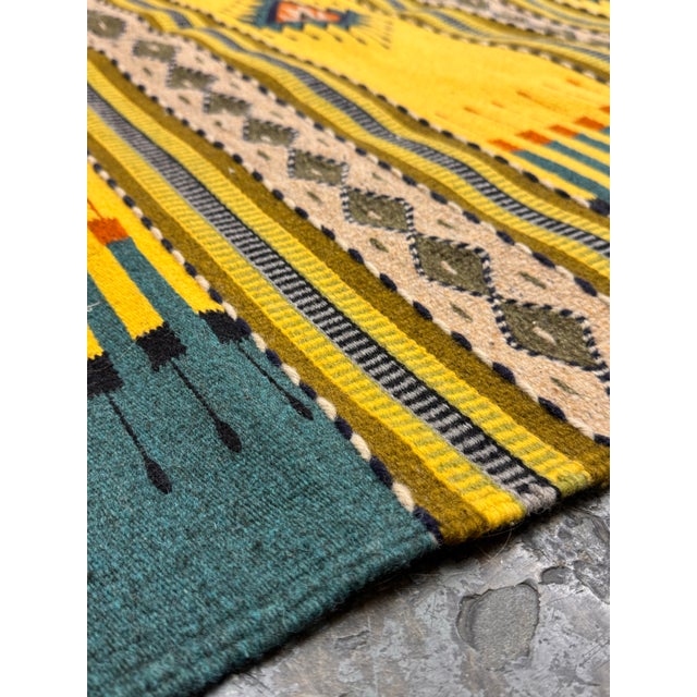 Yellow 4ft 2in × 7ft 6in Zapotec Style Geometric Area Rug For Sale - Image 8 of 12