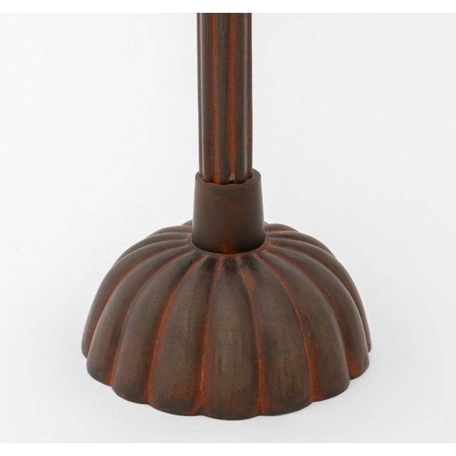 Japanese Patinated Bronze Candle Prickets, Pair For Sale - Image 4 of 6