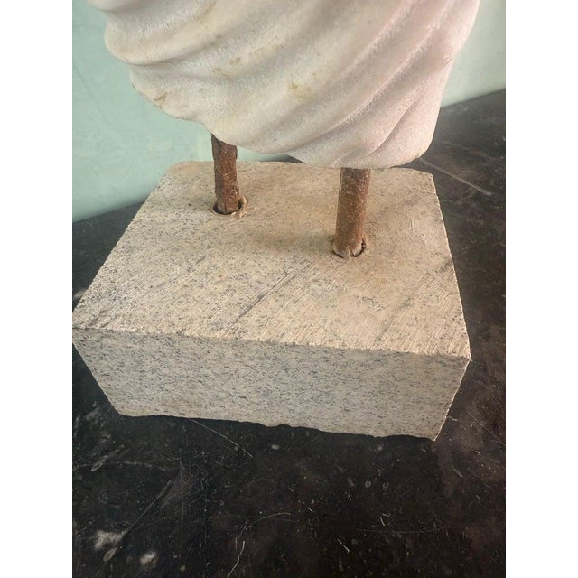 Classical Marble Male Torso Fragment on Custom Stone Base For Sale - Image 11 of 12