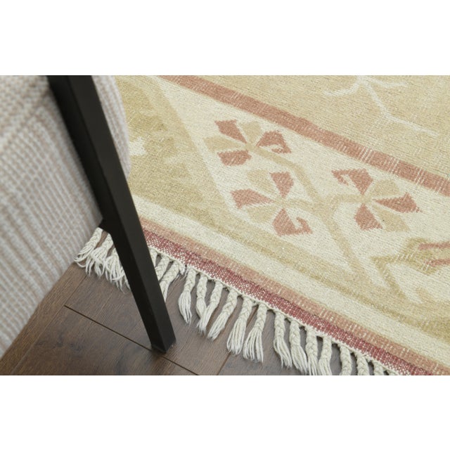 1970s Vintage Turkish Oushak Handmade Wool Cotton Beige Area Rug For Sale - Image 9 of 12