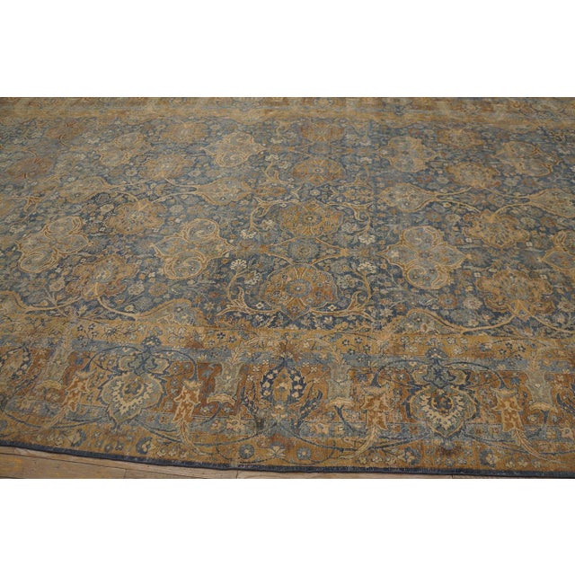 Exceptionally Antique Persian Kerman Rug on Royal Blue Background Color Produced by Ocm For Sale - Image 12 of 12
