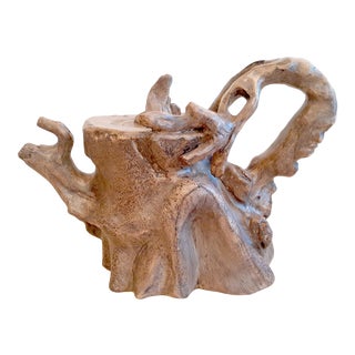 Mid 20th Century Chinese Yixing Duan Ni Tree Stump Tea Pot For Sale