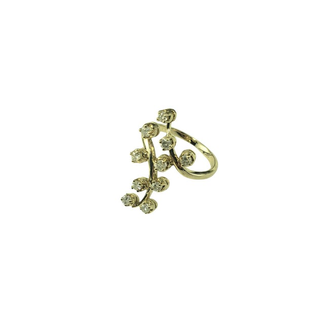 Contemporary Late 20th Century 14 Karat Yellow Gold and Diamond Cocktail Ring, Size 7.5 For Sale - Image 3 of 7