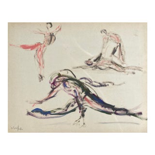 1950s Marius Woulfart Ballet De Cuevas Modern Painting For Sale
