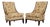 Pair of Drexel Heritage Upholstered Mahogany Slipper Chairs For Sale