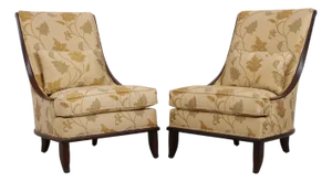 Pair of Drexel Heritage Upholstered Mahogany Slipper Chairs