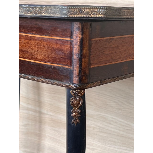 Late 19th Century Sewing Table Napoleon III Wood Marquetry and Brass, France For Sale - Image 12 of 18