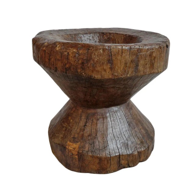 Mid 20th Century Vintage Large Naga Wood Rustic Pestle Pot For Sale - Image 5 of 5