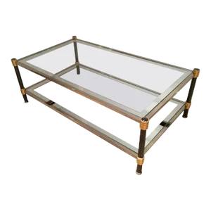 Circa 1970 French Gun Metal and Gilt Metal Coffee Table