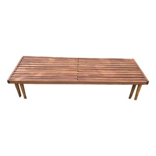 Vintage Expandable Slat Bench Attributed to John Keal for Brown Saltman For Sale