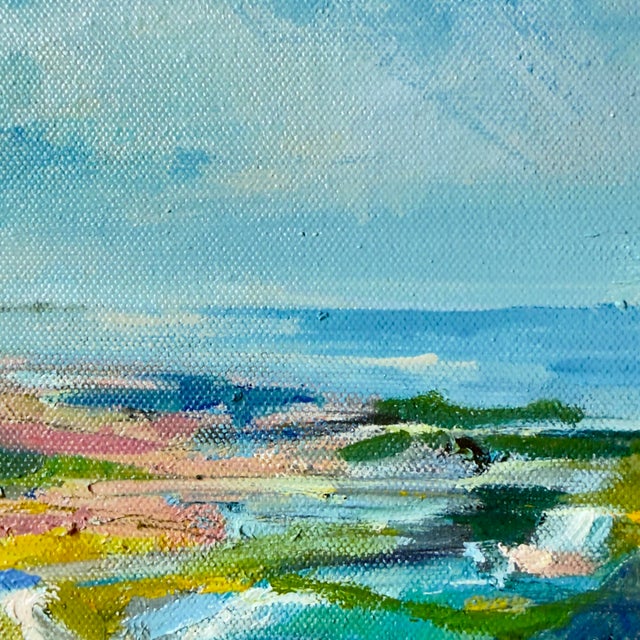"Non Negotiable" Small Abstract Painting in Sea Greens and Blues For Sale In Washington DC - Image 6 of 7