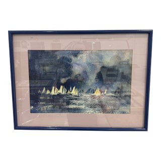 Vintage Sailboat Seascape Painting Signed by Artist Framed For Sale