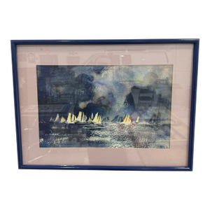 Vintage Sailboat Seascape Painting Signed by Artist Framed