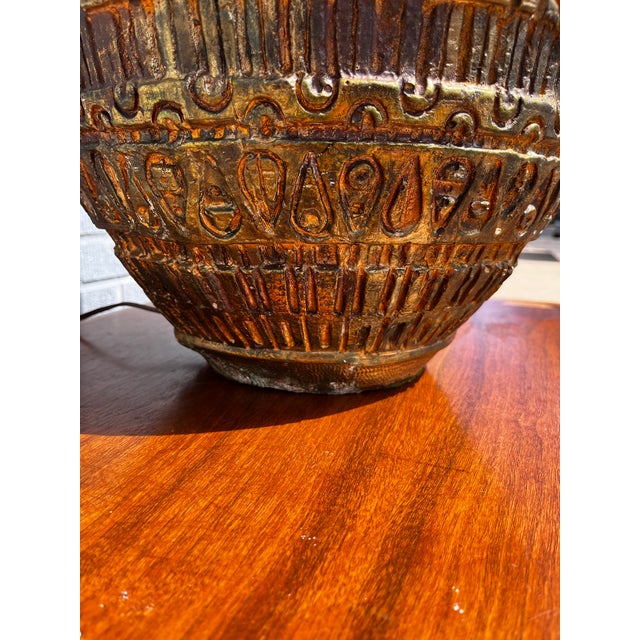 Bronze Vintage Brutalist Style Ceramic Table Lamp, Attributed to Bitossi For Sale - Image 8 of 17