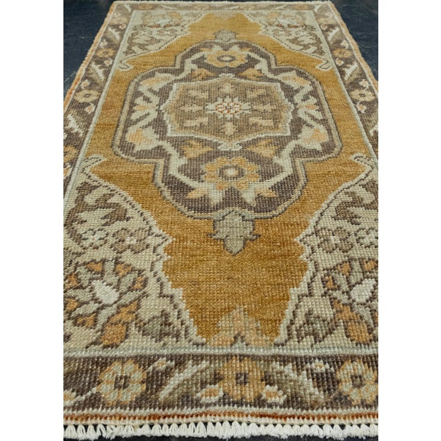 Turkish Turkish Mini Rug Oriental Hand Knotted Vintage Rug 1'9" x 3' #16327 For Sale - Image 3 of 8