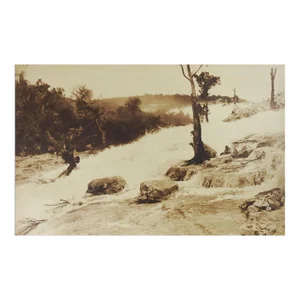 Vintage Sepia Tone River Flood Photograph