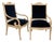 Mid-Century French Neo- Classical Style Beech & Navy Velvet Bergere Chairs - Pair For Sale
