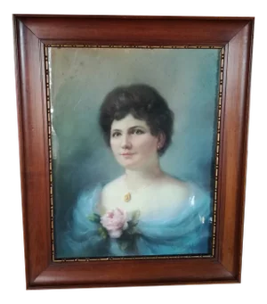 Zoé Laigneau, Portrait, 1900s, Pastel Drawing, Framed