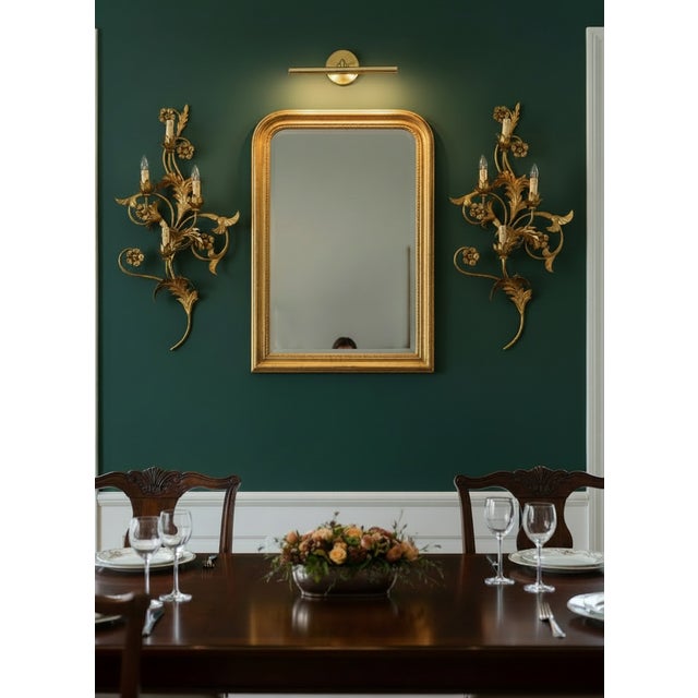 Large Florentine Gold Gilded Tole Sconces, 1960s, Set of 2 For Sale - Image 4 of 13