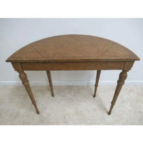 Theodore Alexander Italian Regency Distressed Painted Demi Lune Console Table For Sale - Image 11 of 12