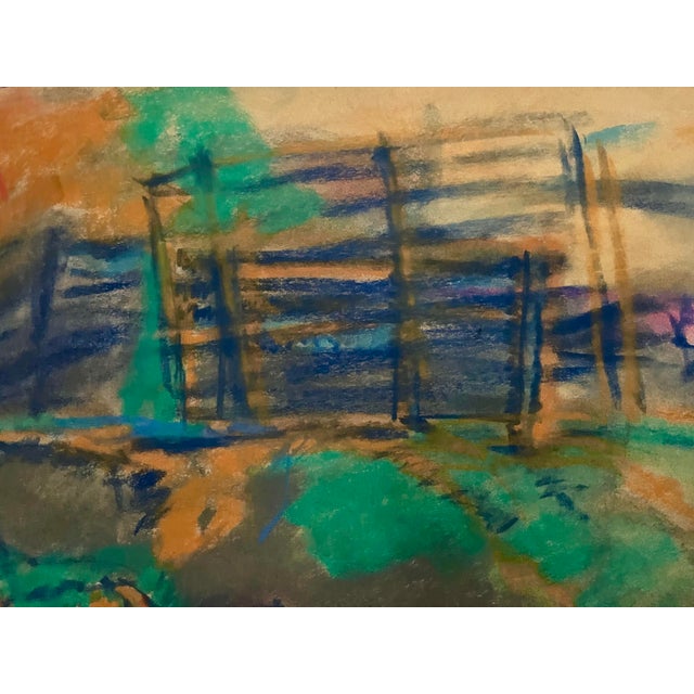 Vintage Abstract Expressionist Figurative Portrait Oil Pastel by Oscar Murillo c.1960. For Sale - Image 4 of 5