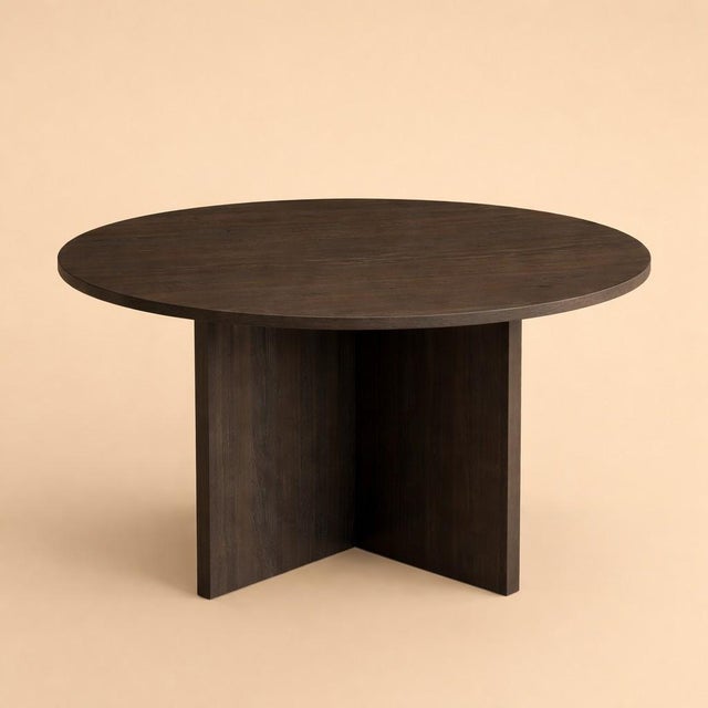 Round Smoked Oak Dining Table by Lebanto For Sale - Image 4 of 4
