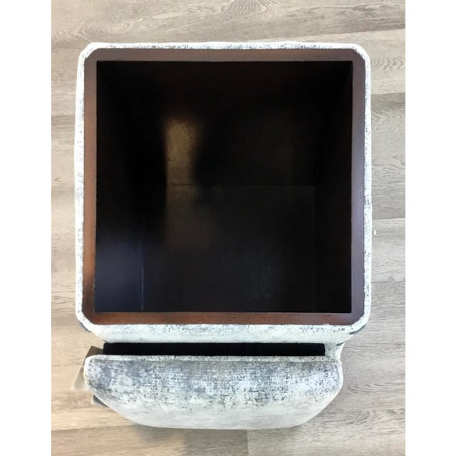 2010s Caracole Couture Modern Grey and Turquoise Cut Velvet Hide and Seek Storage Ottoman For Sale - Image 5 of 6