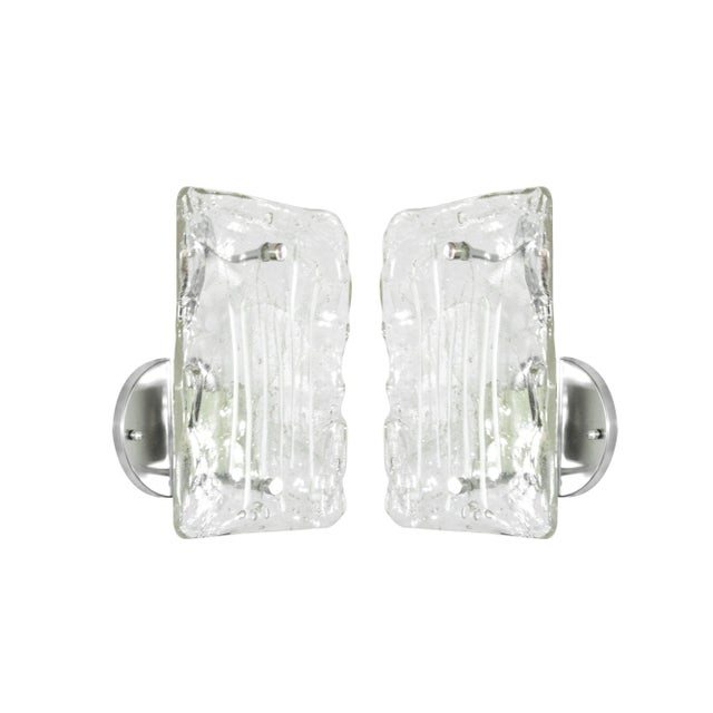 Mid-Century Modern Austria, 1960s Murano Glass Ice Drip Sconces - a Pair For Sale - Image 3 of 8