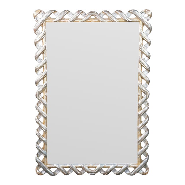 Late 20th Century Eichholtz Casone Italian Renaissance Metallic Lattice Ribbon Rope Twist Mirror 48" For Sale