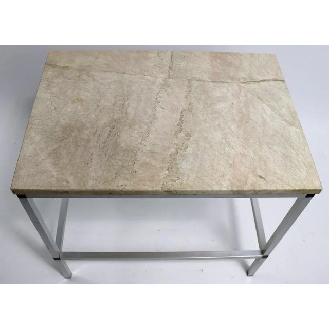 Marble and Aluminum Side Table After McCobb For Sale - Image 9 of 13