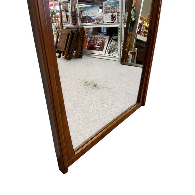 Wood Mid-Century Modern Framed Wall Mirror With Sculpted Wood Frame For Sale - Image 7 of 8