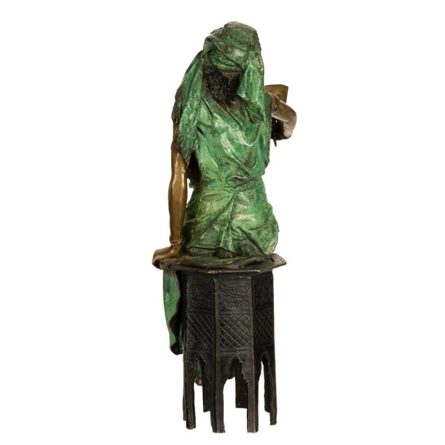 Antique Italian Art Nouveau Cold Painted Bronze Orientalist Figure Arab Girl by Ferdinando De Luca 1900 For Sale In Portland, OR - Image 6 of 12