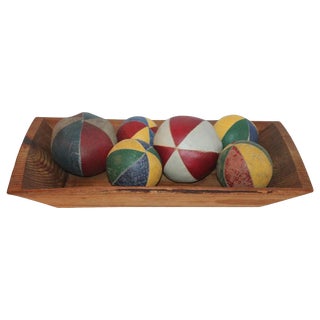 19th Century Oil Cloth Juggling/Carnival Balls Collection / 6 Pieces For Sale
