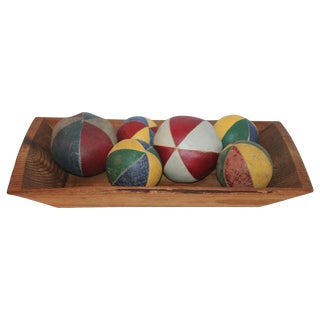 19th Century Oil Cloth Juggling/Carnival Balls Collection / 6 Pieces For Sale