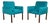 Model 896 Armchairs in Turquoise Velvet by Vico Magistretti for Cassina, 1963, Set of 2 For Sale