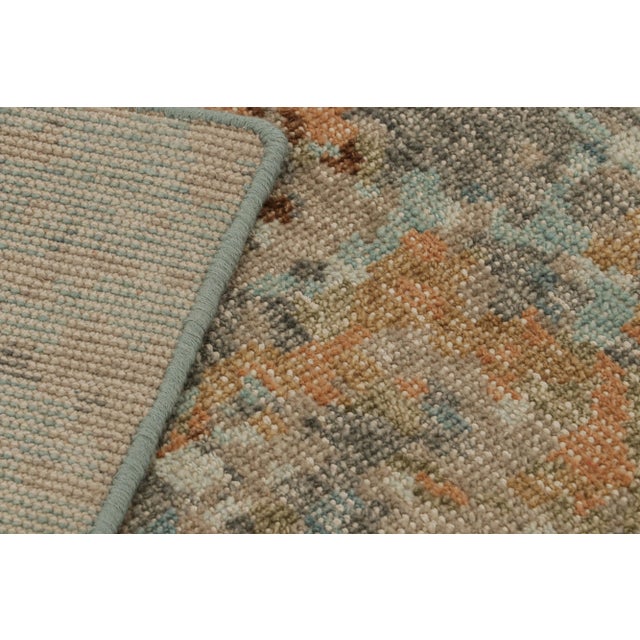 Textile Rug & Kilim’s Distressed Contemporary Pictorial Rug in Blue and Amber Tones For Sale - Image 7 of 7