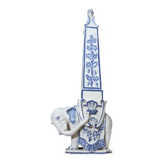 1960s Meiselman Imports Italy Elephant and the Obelisk Ceramic Objet d'Art For Sale