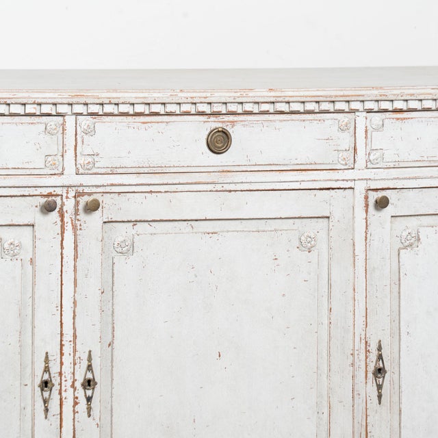 19th Century Swedish Gray Painted Gustavian Pine Sideboard Buffet For Sale - Image 9 of 13