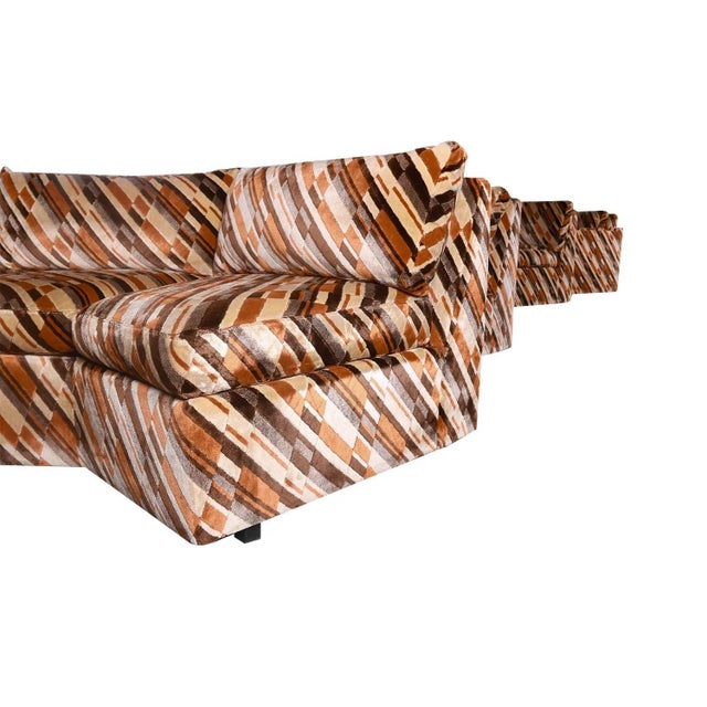 Mid Century Curved Sofa Milo Baughman Jack Lenor Larsen Style For Sale - Image 9 of 14