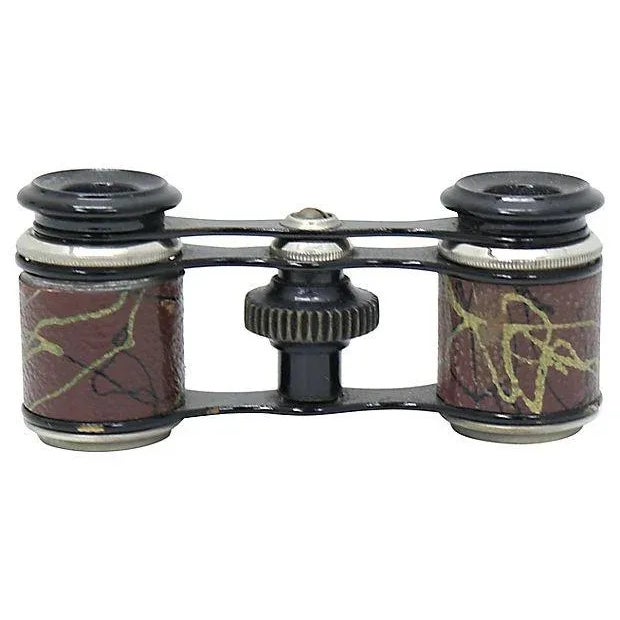 Antique marbled leather opera glasses. No maker's mark. Light wear.