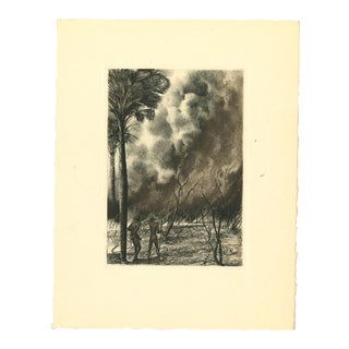 Emmanuel Gondouin, Africa, the Fire, Original Lithograph, 1930s For Sale