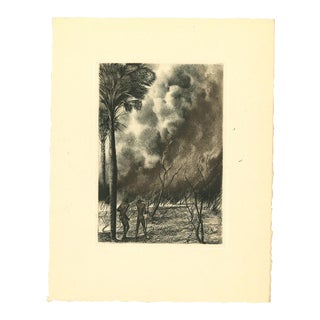 Emmanuel Gondouin, Africa, the Fire, Original Lithograph, 1930s For Sale