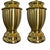Chinoiserie Late 20th Century Extra Large Brass Urn Lamps With Navy Pleated Shades - a Pair For Sale - Image 3 of 11